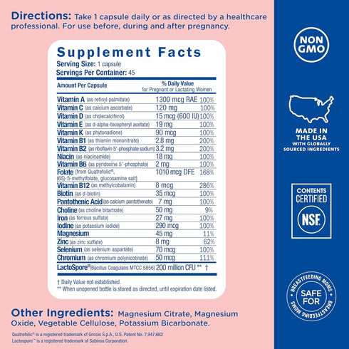 Mommy's Immune (45 Bliss Prenatal Multivitamin with Iron and Folic Acid, Supports Baby Development + Mom System