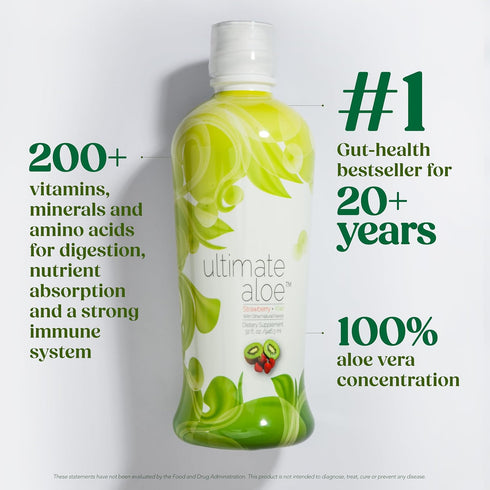 Immune 16 Ultimate Aloe Aloe Juice for Gut Health, Digestive Comfort, Support, and Nutrient Absorption Strawberry