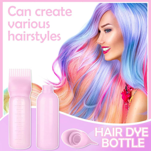 6 Ounce Root Comb Bottle Applicator, 2 Pack Oil Applicator for Hair Dye, Hairstyling, and Oiling (Pink)