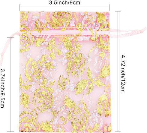 SumDirect 60Pcs Rose Drawstring Organza Bags 4×5 Inches, Mixed Color Jewelry Gift Bags