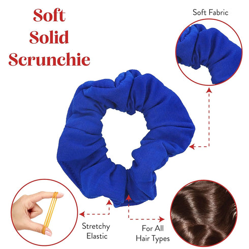 Solid Hair Ties Scrunchies, 12 Pack (Royal)
