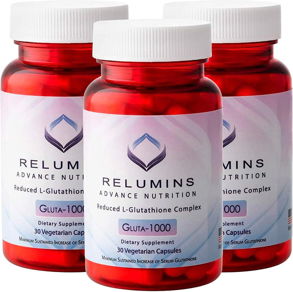 Relumins Advance Nutrition Gluta 1000 - Reduced L-Glutathione, Alpha Lipoic Acid & Rose HIPS - Antioxidant Support for