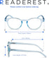 Readerest Round Blue Light Reading Glasses - Computer Glasses with Spring Hinges, UV Protection, Anti Glare