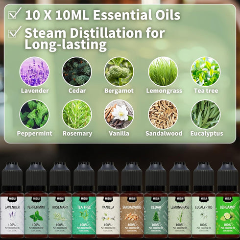 Set-MISIJI 10 Essential Oils Essential Oils for Diffuser for Home,Diffuser Oils Scents for Aromatherapy,Candle&Soap
