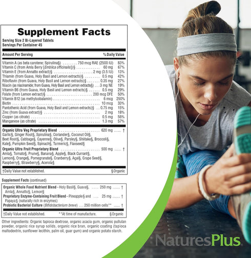 Natures Plus Ultra Juice Multivitamin - 90 Vegetarian Tablets, Whole Food Supplement, Non-GMO, Vegan