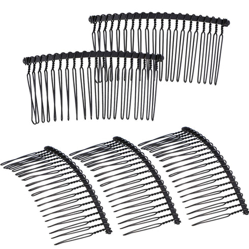 Hicarer 5 Pcs Black Metal Wire Hair Combs, 20 Teeth Twist Bridal Wedding Veil Combs