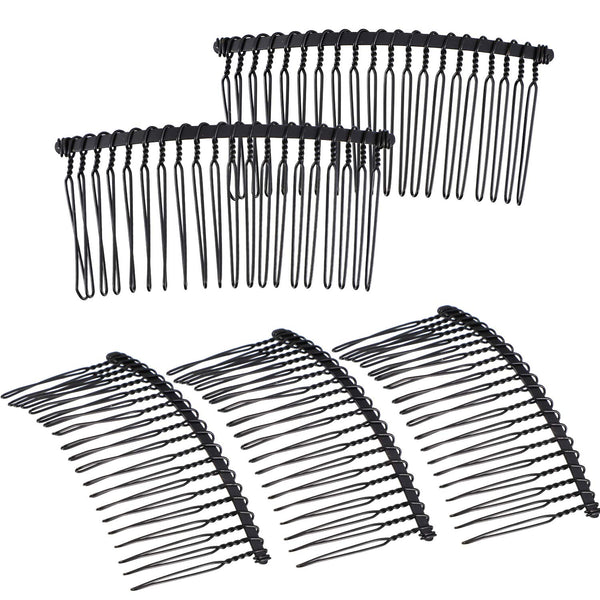 Hicarer 5 Pcs Black Metal Wire Hair Combs, 20 Teeth Twist Bridal Wedding Veil Combs