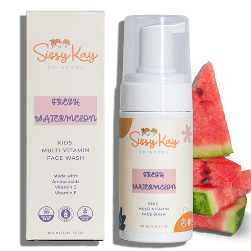 Kids Face Wash: Foaming Gentle Skin Care Cleanser with Vitamin C & E for Girls and Boys - Tear Free Watermelon 100 ml