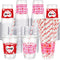 Yaomiao 300 Pcs 12 oz Valentine's Day Plastic Party Cups with Lids and