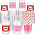 Yaomiao 300 Pcs 12 oz Valentine's Day Plastic Party Cups with Lids and