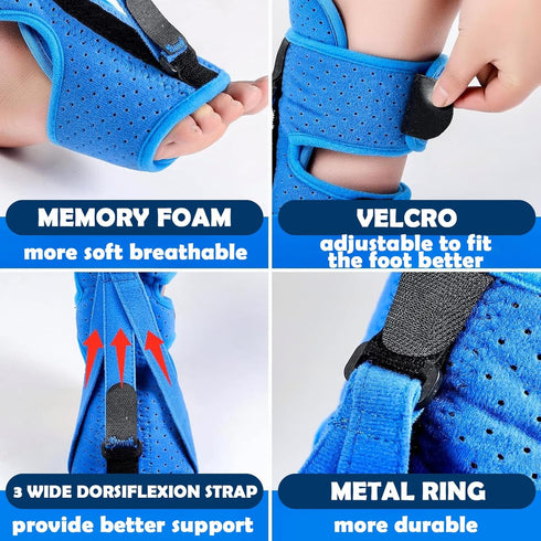 Plantar Fasciitis Night Splint - Foot Orthotic Brace for Achilles Tendonitis Relief, Day Night Use, Blue