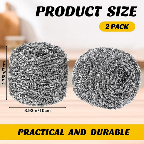 2 Pcs Stainless Steel Teak Scrub | 304 Stainless Steel Wool Scrubber | Rust Resistant for Cleaning Dishes & Furniture