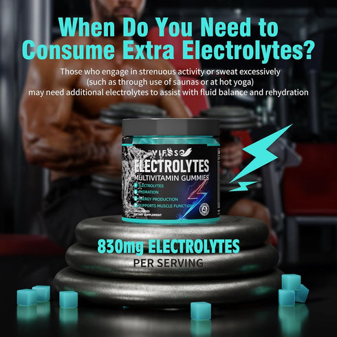 120 Chewable Electrolyte Gummies No Sugar, 6 Electrolytes for Runners, Refreshing Blue Raspberry, 1 Pack