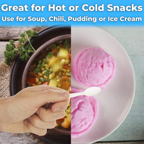 Extra Sturdy 200ct Plastic Tasting Spoons - BPA Free Disposable Mini Tasters for Ice Cream, Sauces & Appetizers