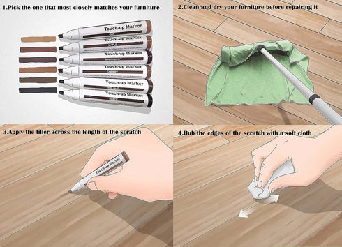 Furniture Markers Touch Up, Lifreer 21 Pcs Wood Filler Scratch Repair Kits, Wood Markers and Wax Sticks with Sharpener