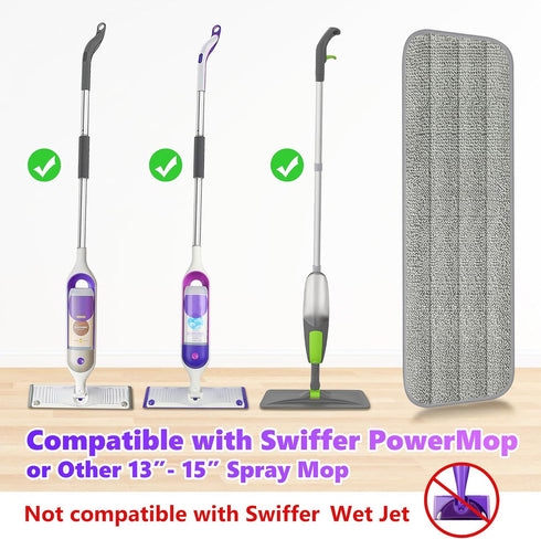 6 Pack Reusable Mop Pads Compatible with Swiffer PowerMop, Power Mop Refills, Microfiber Mop Pads for Hardwood Floor