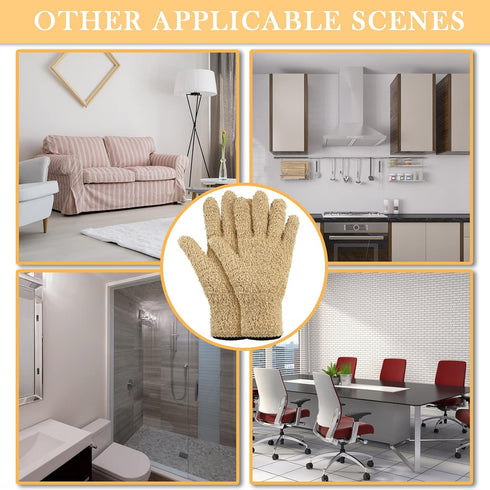 Bencailor 6 Pairs Microfiber Dusting Gloves, Cleaning Gloves for Plants House Blinds Car Dust Mitt (Large)