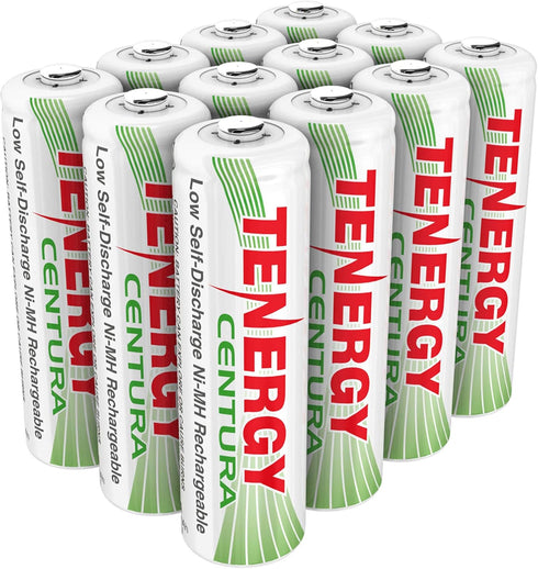 Tenergy Centura AAA NIMH Rechargeable Battery, 800mAh Low Self-Discharge, 12 Pack