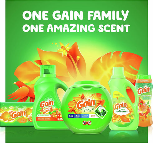 Gain + Aroma Boost Liquid Laundry Detergent, Island Fresh Scent, 154 fl oz, 107 Loads, HE Compatible