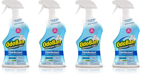 OdoBan Ready-to-Use Disinfectant and Odor Eliminator, Set of 4 Spray Bottles, Fresh Linen Scent