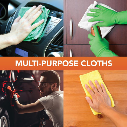 Arkwright Microfiber Cleaning Cloths - Pack of 12, 320 GSM Super Absorbent, Lint & Streak-Free for Car, Glass, Window