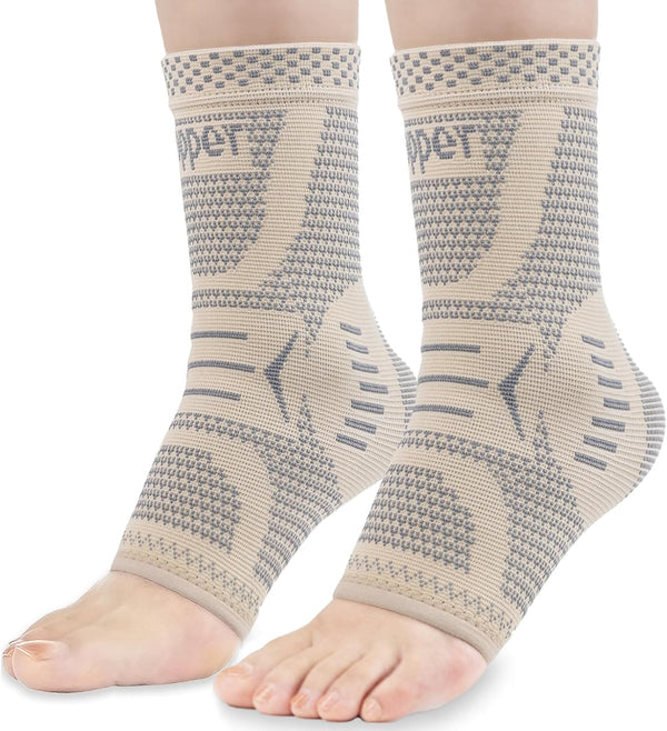 INDEEMAX Copper Infused Ankle Brace for Sprained Ankle, Compression Sleeve Support for Women & Men, XL