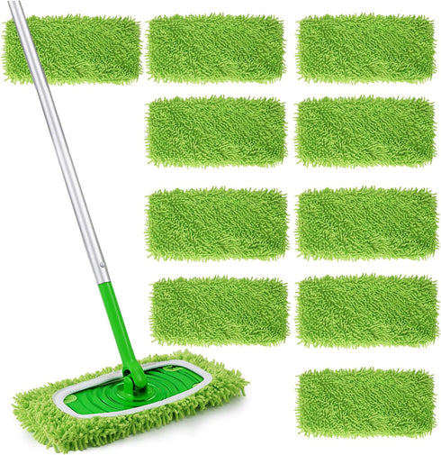 NAYODEUS 10Pack Reusable Microfiber Mop Pads Compatible with Swiffer Sweeper-Dry Sweeping Cloths &