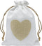 Jexila 24PCS Burlap Drawstring Gift Bags, 5X7 Inches Heart Print Linen for Jewelry, Candy Goodie Pouches, DIY Craft