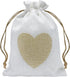 Jexila 24PCS Burlap Drawstring Gift Bags, 5X7 Inches Heart Print Linen for Jewelry, Candy Goodie Pouches, DIY Craft