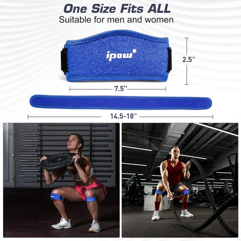 IPOW 2 PACK Knee Support for Women, Patellar Tendon Support Strap & Knee Pain Relief for Hiking, Running, Tennis