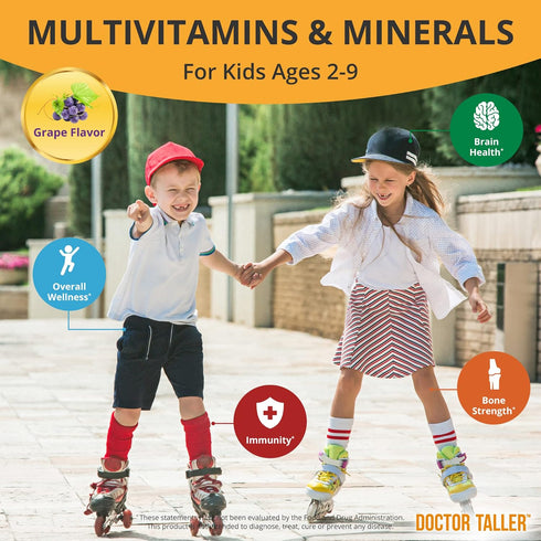 NuBest Doctor Taller Kids - 60 Vegan Chewable Tablets for Kids Multivitamins, Support Healthy Immunity & Bone Strength