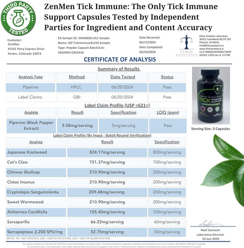 Tick Immune Support Supplement - Improved Formula with Japanese Knotweed, Cat's Claw, Chinese Skullcap, 90 Vegan
