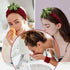 Ivyu Spa Skincare Headbands & Wristband Set, Cute Strawberry Makeup Headband for Women, Non-Slip Terry Cloth