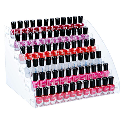 KINGROW Nail Polish Organizer, 72 Bottles Acrylic Display Rack, 6 Layers Makeup Organizer for Essential Oils