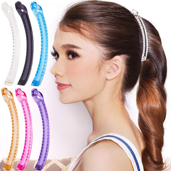 RC ROCHE ORNAMENT 6 Pcs Banana Hair Clip - Thin Hair Fine Ponytail Maker No Slip Small Hair Claw Clips Secure Grip Clamp