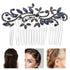 Lurrose Wedding Hair Comb, Blue Rhinestone Hairpin, Vintage Flower Bridal Accessories