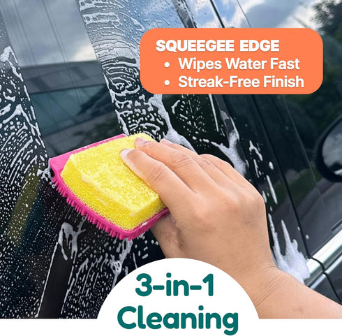 KOOKJEmart 3-in-1 Silicone Scrubber Sponge with Squeegee Non-Scratch Kitchen Sponge for Dishes, Sink & Bathroom