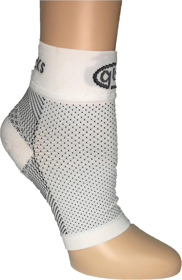 mmHg Compression Foot Sleeves for Men & Women (1 Pair) - Best Plantar Fasciitis Sleeve for Pain Relief (White, Large)