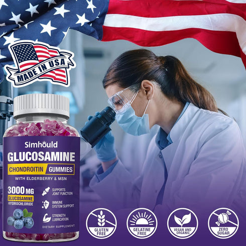2 Packs Glucosamine Chondroitin Gummies - 3000MG Extra Strength Joint Support Supplement for Adults, Men & Women