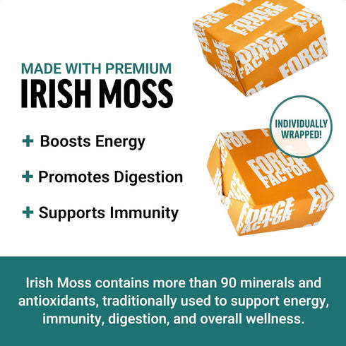 Force Factor Sea Moss Soft Chews, Support Immunity, Digestion, and Heart Health, Irish Sea Moss Superfood & Antioxidants Supplement, Non-GMO, Gluten-Free, Salted Caramel Flavor, 30 Soft Chews