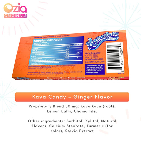 Kava Kava Candy - 8 Kava Candies Per Pack, Natural Kava Root Stress Relief Supplement, Ginger Mint Flavor, 4 Packs