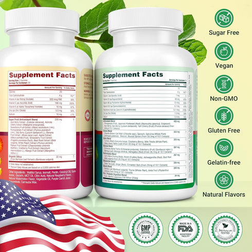 Everyday Debloat & Detox Gummies - Sugar-Free Fruits and Veggies Supplement, 120 Chews, Vegan