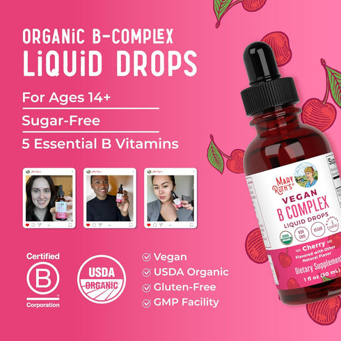 MaryRuth Organics Vitamin B Complex | Biotin | B12 | Niacin | Vegan | 2 Month Supply