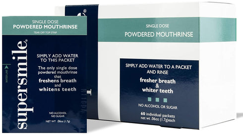 Supersmile Powdered Mouth Rinse - Clinically Proven to Freshen Breath and Whiten Teeth, TSA Approved On-the-Go Packets