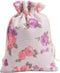 Sansam 20pcs Drawstring Burlap Gift Bags - 4.0x5.6'' Cream Flower Patterns Jute Bags for Jewelry