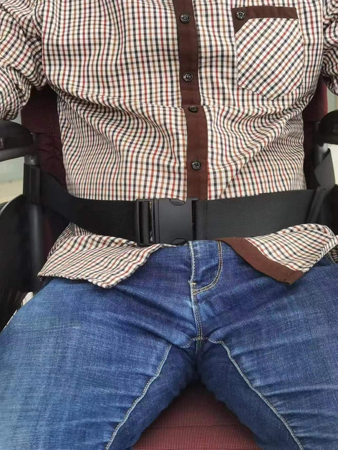 Two-Piece Wheelchair Safety Strap Seat Belt Adjustable Anti-Fall Size-Suitable Universal Harness with Buckle