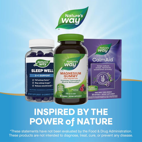 Nature’s Way Magnesium Gummies, Promotes Calm with Magnesium Citrate, Raspberry and Blackberry Flavored