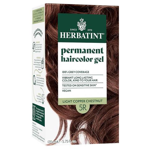 Herbatint Permanent Hair Dye For Women - 5R Light Copper Chestnut - Ammonia-Free, Vegan, 100% Gray Coverage, 5.75 oz