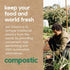 Home Compostable Resealable Sandwich Bags (7"x7"), 100 Count, Microwave & Freezer Safe Food Storage