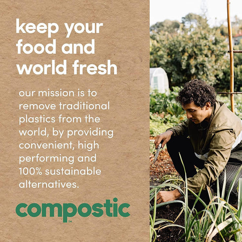 Home Compostable Resealable Sandwich Bags, 7"x7", Microwave & Freezer Safe, 200 Count